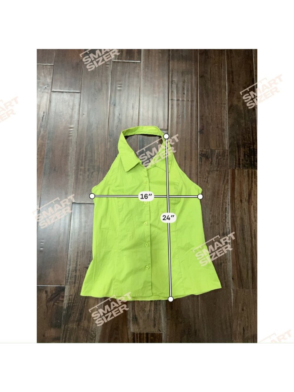 Herman Geist Womens Lightweight Green Halter Button Up Collar Top Retro Chic - Picture 6 of 8